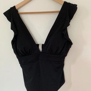 Chelsea28 Black Flounce One Piece Ruffle Swimsuit